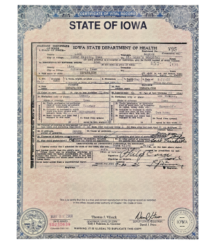 Novelty Iowa Birth Certificate